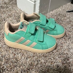 Adidas Green and Tan Velcro Sneakers